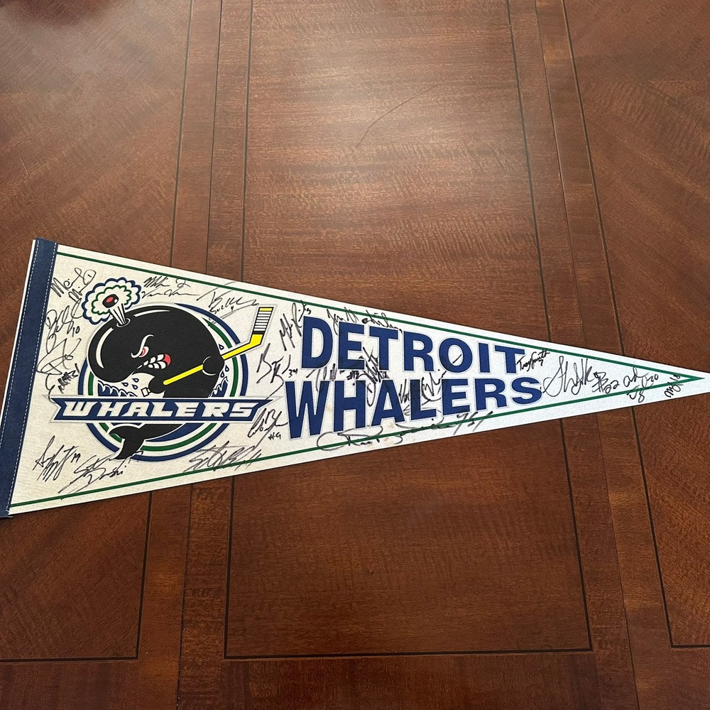 1995-96 Detroit Whalers Team Signed Pennant Auto Bryan Berard OHL Hockey